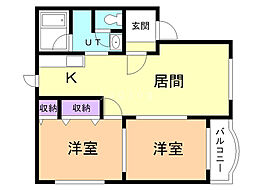 プリオールブリエ 2LDKの間取図画像