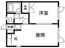 ハーバーシティー浦見No.9 1DKの間取図画像
