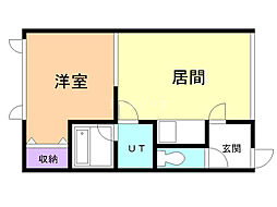 颯 1LDKの間取図画像