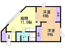 アークキャビンフジ 2LDKの間取図画像