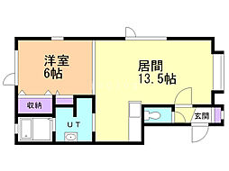 愛国ビレッジ5号館 1LDKの間取図画像