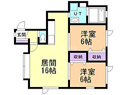 文苑ビレッジ3番館 2LDKの間取図画像