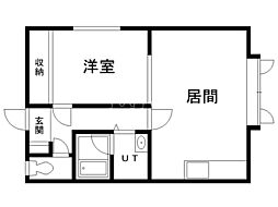 ハイネス若草 1LDKの間取図画像