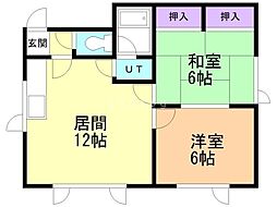コラムササキ 2LDKの間取図画像
