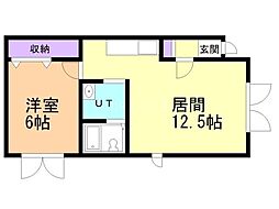 クレイトンハウス2 1LDKの間取図画像