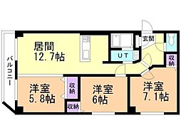 エレス若竹 3LDKの間取図画像
