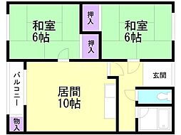 まりもハイツ 2LDKの間取図画像