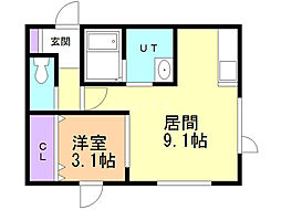 アーバン釧路 1DKの間取図画像