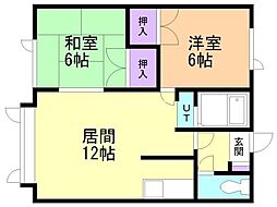 レジデンス山栄 2LDKの間取図画像