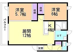 ハイツガレリア 2LDKの間取図画像