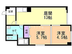 サンライトパレス 2LDKの間取図画像