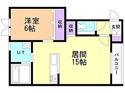 釧路市寿2丁目アパート 1LDKの間取図画像