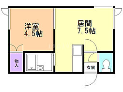 M.I.C.Nハウス 1DKの間取図画像