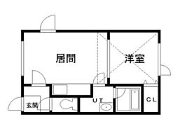 銀河 1LDKの間取図画像