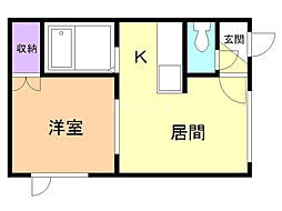 アーバンエスパルス 1DKの間取図画像
