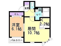 AbitaK 1LDKの間取図画像