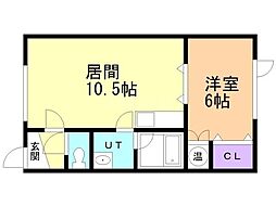 アーバン暁 1LDKの間取図画像
