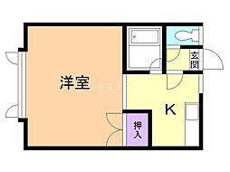 シャルムSOI6 1Kの間取図画像