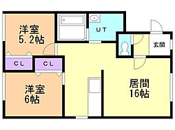 ビーンズ3 2LDKの間取図画像
