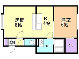 メル 1LDKの間取図画像