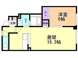 クレイトンアベニュー鳥取3 1LDKの間取図画像