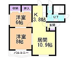 ベル昭和2 2LDKの間取図画像