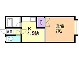 ハウスルピナス 1Kの間取図画像