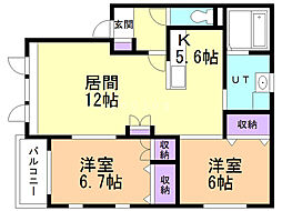 D'resse 2LDKの間取図画像