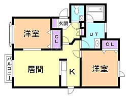 コンフォート2 2LDKの間取図画像