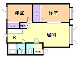 ハイツポプルス 2LDKの間取図画像