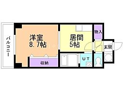 レジデンス黒金 1DKの間取図画像