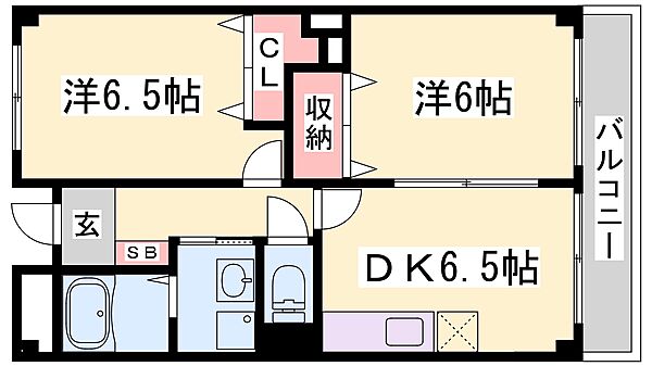 サンセール谷上 402｜兵庫県神戸市北区谷上西町(賃貸マンション2DK・4階・47.08㎡)の写真 その2