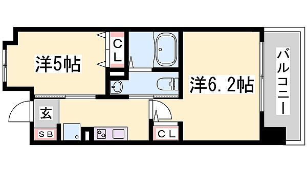 エステムプラザ神戸西Vミラージュ 1103｜兵庫県神戸市兵庫区西宮内町(賃貸マンション2K・11階・30.58㎡)の写真 その2