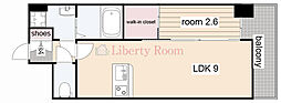 セレニテ兵庫エクラ 2階1LDKの間取り