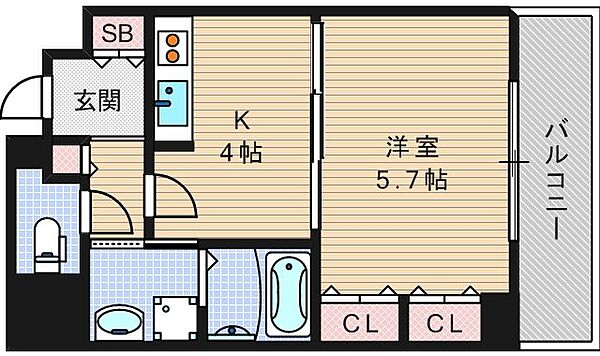 ラミューズコート ｜大阪府大阪市西区本田4丁目(賃貸マンション1DK・2階・27.50㎡)の写真 その2