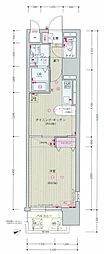 エステムコート京都河原町プレジール 1DKの間取図画像