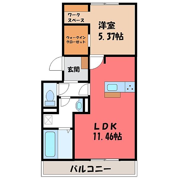 ISHIKAWA HILLS IX ｜群馬県伊勢崎市昭和町(賃貸アパート1LDK・3階・44.12㎡)の写真 その2