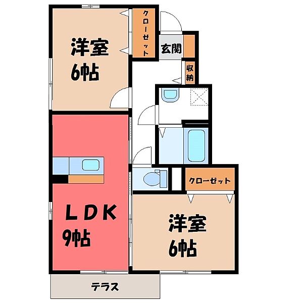 カーサ パッソ ｜群馬県伊勢崎市除ケ町(賃貸アパート2LDK・1階・51.15㎡)の写真 その2