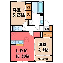 コンフォートレジデンス宮子 A  ｜ 群馬県伊勢崎市宮子町（賃貸アパート2LDK・2階・53.49㎡） その2