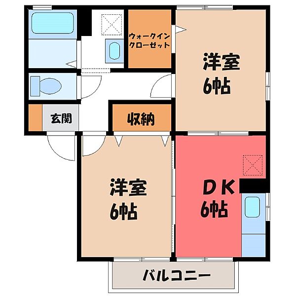 シャンポワール B ｜群馬県前橋市山王町(賃貸アパート2DK・2階・45.45㎡)の写真 その2