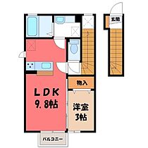 栃木県下都賀郡野木町大字友沼（賃貸アパート1LDK・2階・36.55㎡） その2