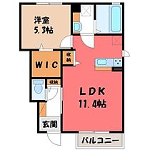 栃木県小山市大字間々田（賃貸アパート1LDK・1階・41.96㎡） その2