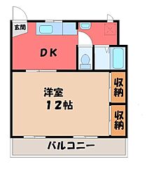 西町ハイツ2 1DKの間取図画像
