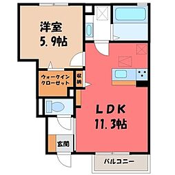 フェルト 1LDKの間取図画像