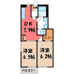 マーベラスコートB 2DKの間取図画像