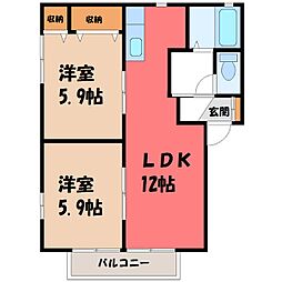フロラシオン野木2 2LDKの間取図画像