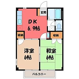 ドマーニA 2DKの間取図画像