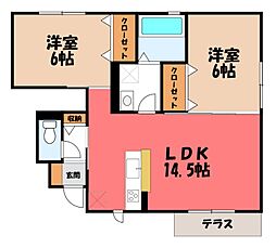 カーサ金吹A 2LDKの間取図画像