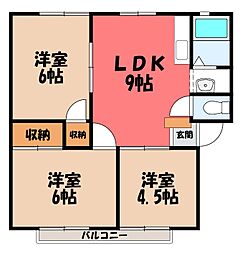 ハーモニーハイツ2 3LDKの間取図画像