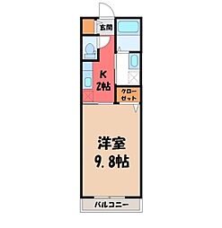 マンションあかやま 1Kの間取図画像